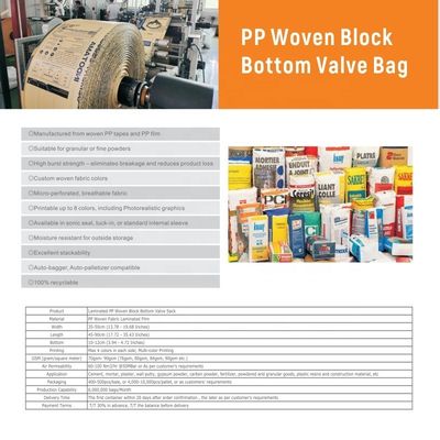 25 KG 40 KG 50 KG PP Woven Cement Sack Empty PP Valve Bag Block Bottom With Valve