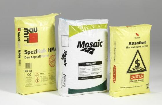 Tkana torba zaworowa laminowana z polipropylenu do worków cementowych o kwadratowym dnie 50 kg, nadruk na powierzchni, 100% dziewiczy polipropylen