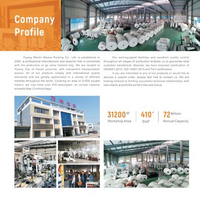 PP Cement Valve Bag 50KG Woda odporna na wilgoć Certyfikat ISO