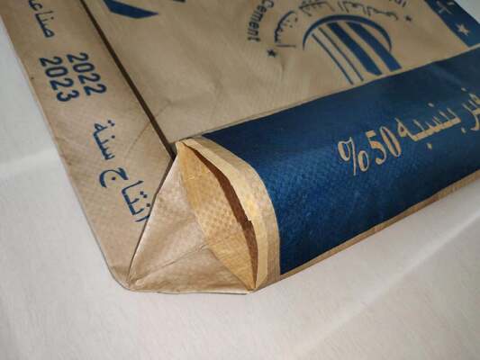 50KG PP Cement Bag Odporna na wilgoć Kwadratowe Dno Zawór PP Cementowa Torba Tkana Zawór 75GSM do 90GSM